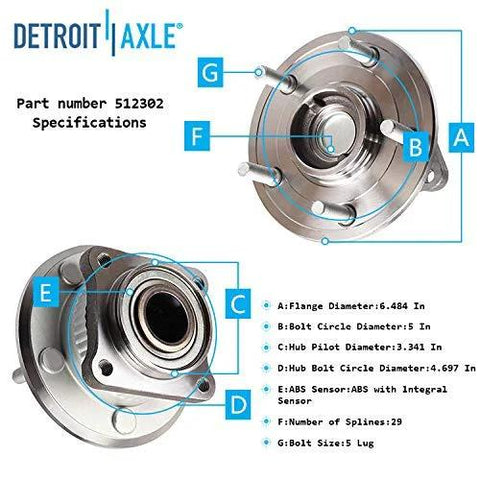 Rear Wheel Bearing Hub Assembly For 2005 2006 2007 2008 2009 2010 Jeep Grand Cherokee Commander Direct Fit ABS Compatible 5 Bolt Wheel Bearing And Hub Replacement With Tone Ring For Rear Position details shown