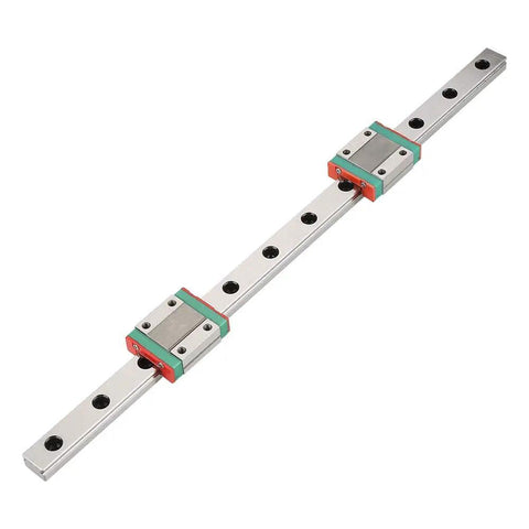 Compact 300mm Mini Linear Rail Guide with two MGN12B blocks for precise 3D printers and CNC machines, lightweight construction, side lubrication.