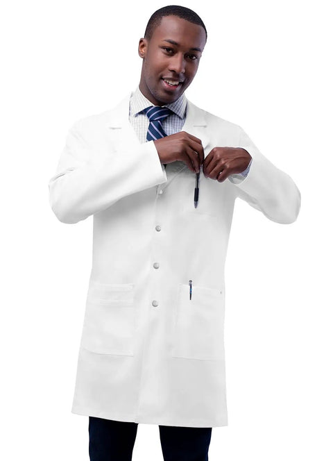 Universal Stretch Unisex Lab Coat 36 Inch Snap Front White Medical Coat For Doctors Nurses Students And Hospital Professionals