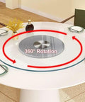 Top Shelf Heavy Duty Tempered Glass Lazy Susan Turntable showing 360° rotation on a dining table, ideal for family dining and gatherings.