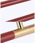 Push Pull Glass Door Handle For Barn And Wooden Doors Heavy Duty Durable Stainless Steel Round Tube Sliding Handle Indoor Outdoor Use Rust Resistant Red Wood Grain Finish 800x600mm Built To Last, close-up of red wood grain and gold connector