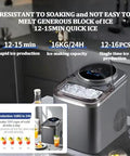 Countertop Ice Maker Machine Featuring Snappy Touchscreen Interface producing 16 cubes in 12 minutes with quick ice production.