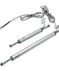 Dual-Joint Linear Position Sensor with Eye Rod, 25-300mm travel, silver rods visible with wiring, for CNC routers, milling machines