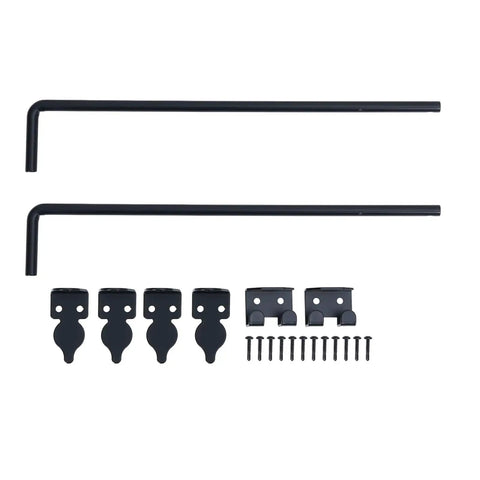 Beefy 18 Inch Heavy Duty Gate Drop Pin With Black Powder Coated Weatherproof Cane Bolt Gate Stopper And Hardware Pack For Wooden Metal And Iron Gates And Double Doors, with brackets and screws