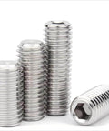M4x25mm Hex Socket Grub Screws Headless Cup Point Flat Point Internal Hex Drive 304 Stainless Steel Metric External Thread 30 Pcs