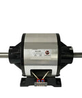 Magnetic powder brake and clutch assembly, DC24V, 25Nm, 20W, double-shaft, silver metal housing on black mounting base
