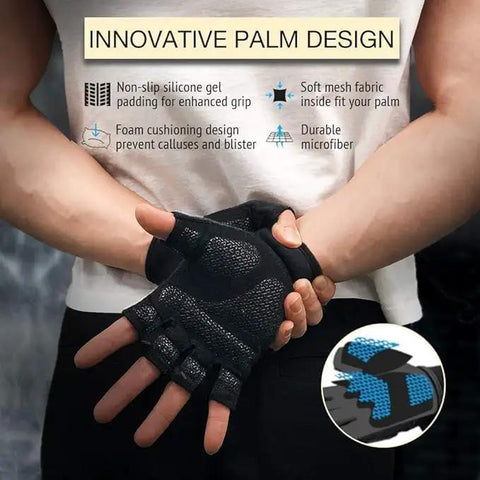Ultimate Boss Level Workout Gloves For Men And Women Featuring Supercharged Killer Grip Technology For Intense Weightlifting Cycling And Gym Training Sessions With Breathable Padded Design To Stop Calluses Dead While Crushing It In Black And Large Fit showing innovative palm design with non-slip silicone and foam cushioning.
