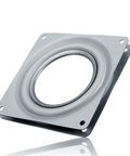 Square Six Inch Lazy Susan Turntable Bearing Smooth 360 Degree Swivel Plate For Cabinet Hardware showing gray steel frame and swivel core.