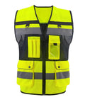 Men High Visibility Safety Vest With Seven Rugged Pockets And Secure Zip Closure Built Tough For The Daily Hustle Breathable Mesh Construction Workwear, front view.