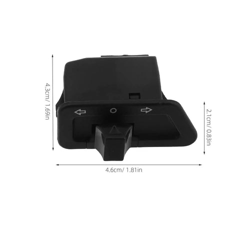 Easy Grip Motorcycle Turn Signal Activation Switch With Sensitive Operation And Wide Compatibility For Motorcycles And Electric Bikes Black Handlebar Control Switch For Quick Signaling And Safer Rides front view with measurements
