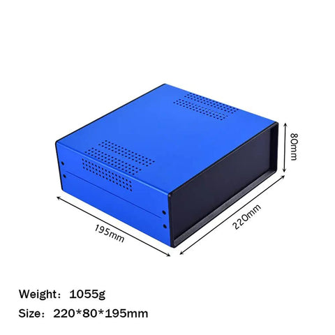 Diy Ready Electrical Control Panel Enclosure Box in blue heavy duty metal case with ABS panel, 220x80x195 mm sturdy steel body