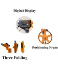 Go-To Measuring Wheel Portable Three Fold 13 Inch Wheel For Distance And Surveying Measures Up To 9,999.9 Feet Durable ABS Body With Wear Resistant Rubber Handy Orange digital display and folding frame