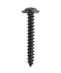 Single black round head screw from Pro Grade 200 Pcs Carbon Steel Self Tapping Screws Kit with black-oxide finish.