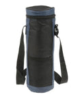 Top Shelf 2 Liter Oxford Insulated Cooler Bag With Long Grip Lightweight Bottle And Can Hauler Grab And Go Drink Carrier Perfect For Camping Beach Or Tailgate Vibes Blue, upright view showing zippered top and side strap.