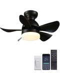 30 Inch Flush Mount Ceiling Fan With No Fuss Remote And App Control, Dimmable LED Light At 2160 Lumens, Six Speeds, Black design.