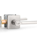 Privacy Door Handle Set For Interior Doors Heavy Duty Square Lever In Brushed Nickel Finish