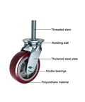 Tough As Nails 8 Inch Swivel Pu Caster Wheels With M20 Stem And Rubber Brake 4 Pack detailed view showing threaded stem and polyurethane material.