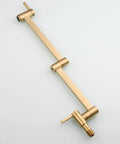 Brushed Gold Wall Mount Pot Filler Faucet With Folding Reach And Brass Construction Sixteen Point Seven Inch Extension Single Hole Install For Hot Or Cold Water Fast Fill Near Stove Easy Reach Kitchen Upgrade.