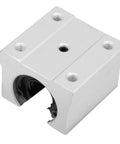 Built Tough Aluminum Alloy Linear Motion Ball Bearing Slide Block Bushing with Dust Seals top view on white background