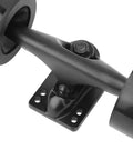 Close-up of Dual Drive Scooter Hub Kit For Electric Skateboard Under 910mm with black mounting bracket and wheels