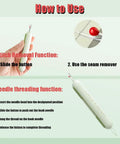 Two-In-One Sewing Needle Threader And Seam Ripper, Versatile Tool For Sewing, Quilting, Embroidery And Crafts, Green, usage guide