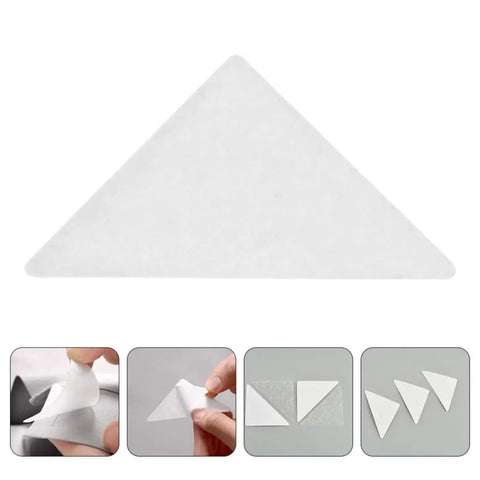 25 White Adhesive Collar Stays Disposable PVC Shirt Fixes Ditch The Droop With These Business Ready Collar Guards Keep Your Fit Fresh For Any Occasion Easy One Time Use Triangular Shape For Snug Hold - Triangular adhesive collar stay with peel and stick design.