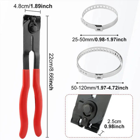 CV Boot Clamp Plier Kit With 10 Pcs CV Boot Clamps Universal Adjustable Clamp Tool For Most Cars Red Easy Grip Durable Steel