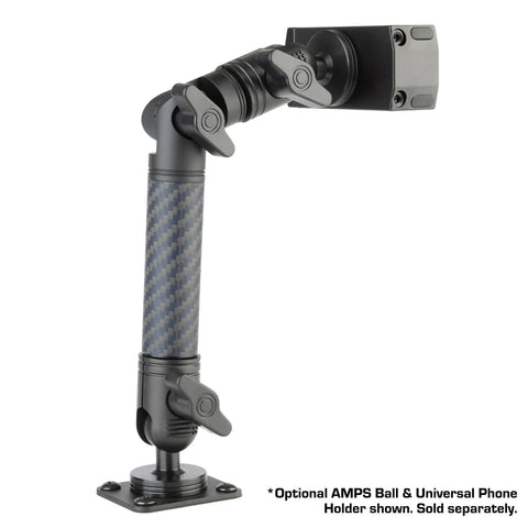 Rock Solid Locking Adjustable Mounting Arm Engineered From Durable Carbon Fiber Kevlar with dual 20mm sockets and pivot joint.