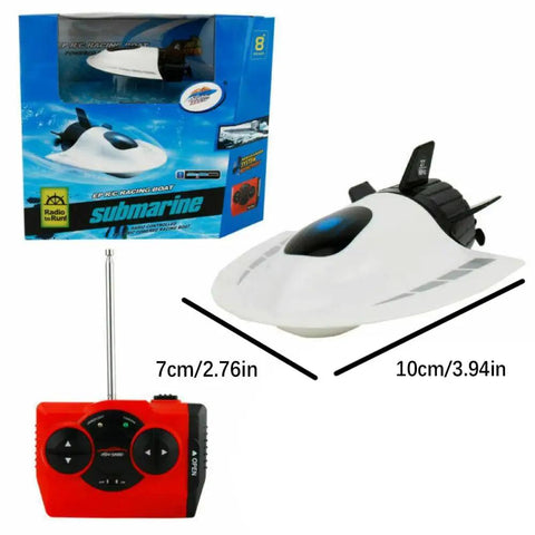 Rad RC Micro Submarine Toy For Pool Or Bath, Waterproof Remote Control White U Boat Sub with packaging and remote control