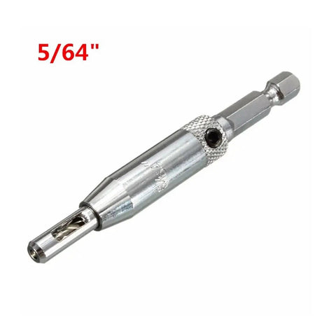 Heavy Duty Self Centering Hinge Drill Bit Set For Cabinet Hardware Installation HSS Steel Woodworking Kit, 5/64 inch size.