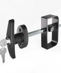 Built Like A Tank Outdoor Slide Bolt Latch, 5.5 Inch Shed Door Lock Set, Black steel latch with keys for gates.