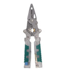 Get 8.8 Inch Folding Wire Stripper Pliers With Built-in Voltage Tester And Screwdriver, compact design with metal jaws and grips.