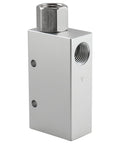 Baomain CV-15HS vacuum ejector pneumatic fitting, aluminum block with 1/4 in PT female thread, front view