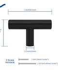 12 Pack Black Cabinet Knobs for Drawers and Cabinets, 2 Inch Single Hole, Includes 1 Inch and 1.77 Inch Mounting Screws, Easy Install, Individually Wrapped, Durable Modern Hardware for Quick Update, black T-bar knob with 2-inch size and screws
