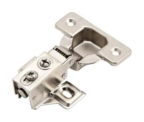 Single hinge from 2 Pack Face Frame Soft Close Cabinet Door Hinges With Built In Dampers For Kitchen And Bath, Half Inch Overlay, Heavy Duty Steel, 35mm Cup, Satin Nickel Finish, Screws Included