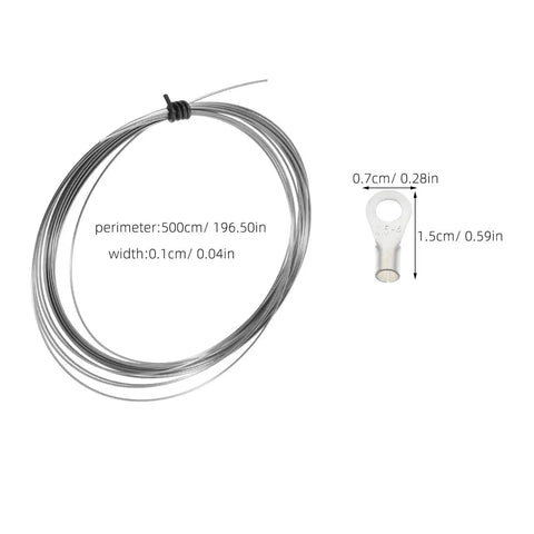 Universal Vacuum Sealer Heating Cable And Heat Shrink Strip Replacement For Industrial Machines Dead Nuts Compatible showing the wire and terminal size details.
