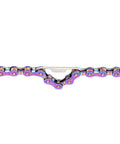 Close-up of a colorful 1-12 speed bicycle chain, part of All In One Bicycle Chain Breaker Kit For MTB And Road Bikes Universal 1-12 Speed Chain Tool
