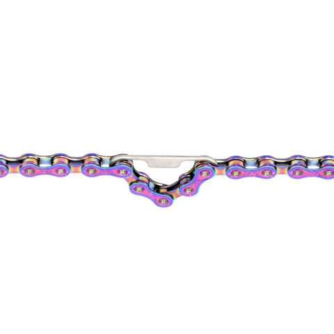 Bike Chain Breaker Tool Kit For Road And MTB Fits Single Speed And 1 To 12 Speed Chains with colorful chain link detail.