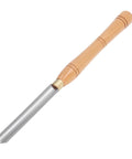 Wood lathe turning tool with wooden handle and steel shaft side view