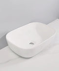 USZWBY Vessel Sinks Bathroom Simple Ceramic White Above Counter Wash Basin Rectangular Modern Art Bathroom Bowl Sink on countertop.