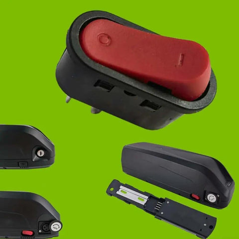Heavy Duty E Bike Power Switch Fits Hailong Battery Case On Off Control Reliable Secure Kill Switch Cuts Drain Prevents Theft And Enhances Safety For Your Electric Ride, red black ABS switch