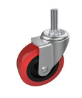 Red Six Pack 2.5 Inch Heavy Duty Swivel Caster Wheel with M10x25mm Threaded Post Mount for Furniture 360 Degree Rotation