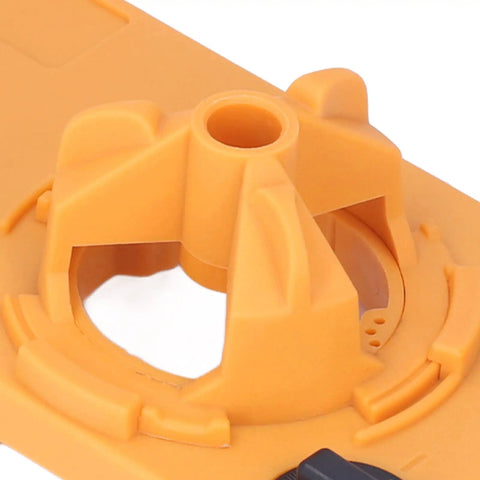 Close-up of Heavy Duty Aramox Hinge Hole Saw Jig For Woodworking Pros, showing the 35mm concealed hinge cutter details.