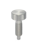 Industrial Grade Stainless Steel Locking Spring Screw Indexing Plunger With No Sweat Pull And Twist Action, close-up view.