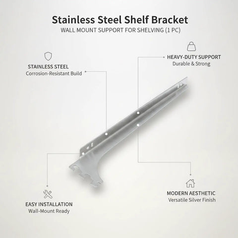 Rock Solid Sturdy Stainless Steel Wall Shelf Bracket Heavy Duty Mount for Garage Closet and Pantry Shelving