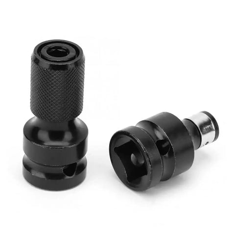 Hot Stuff 5 Piece 1/2 Inch Square To 1/4 Hex Ratchet Adapter Kit Converter Tool Set black metal adapters