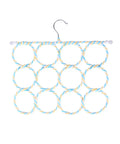 Paper Rattan Scarf Hanger With 12 Foldable Rings For Wardrobe And Closet Organization. Twisted colorful rings for easy storage.