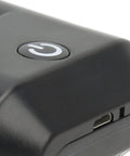 Close-up of power button on Universal 4 Mode Drone Owl Searchlight For Night Ops Flying Fishing Bait Release And Payload Delivery Dual Bright Beams