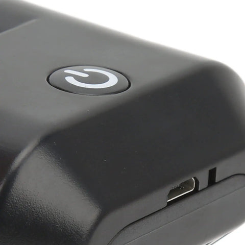 Close-up of power button on Universal 4 Mode Drone Owl Searchlight For Night Ops Flying Fishing Bait Release And Payload Delivery Dual Bright Beams