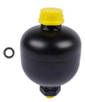 Diaphragm Accumulator 20 Cu In 0.32 L High Pressure 4786 Psi With G1/2 Thread in durable steel with yellow cap.